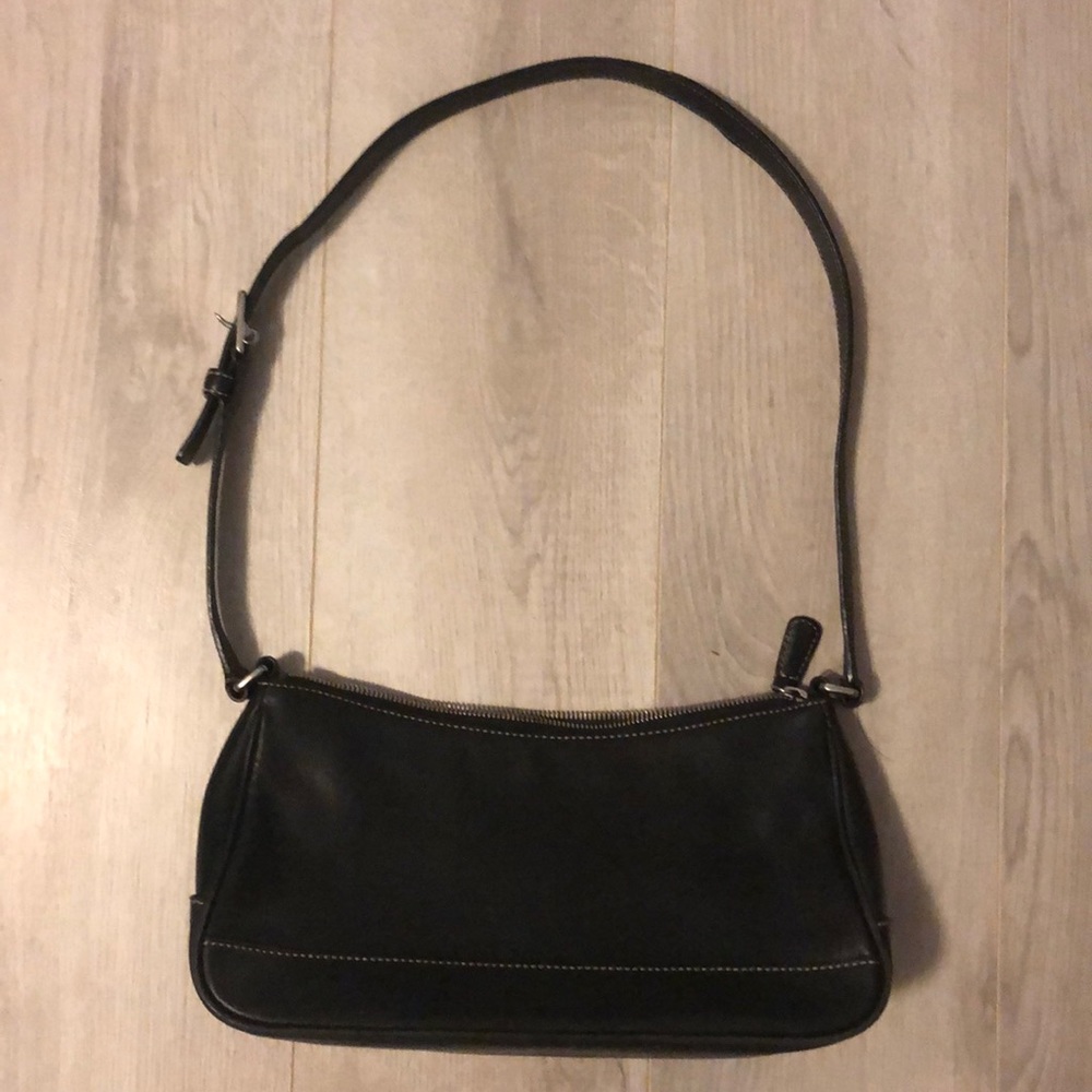 Black Coach Leather Shoulder Purse Bag